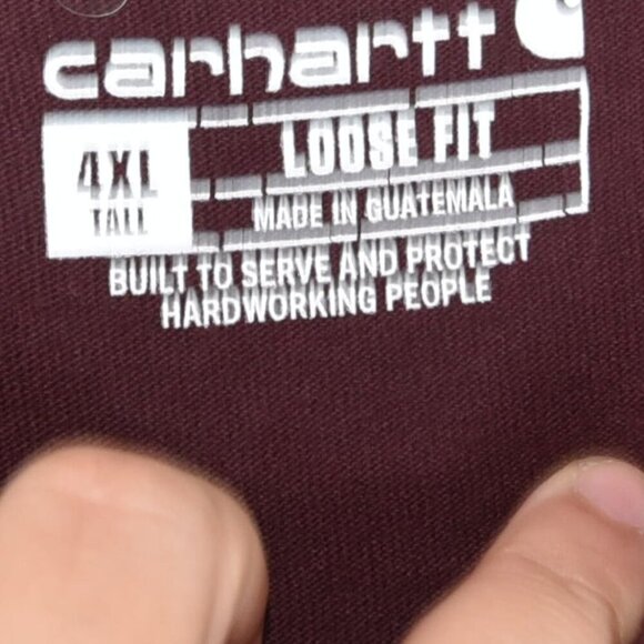 Carhartt 4XLT Burgundy Pocket Tee Workwear Long Sleeve Loose Fit - Picture 5 of 6